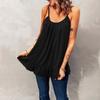 Women's Casual Loose  Spaghetti Straps Pleated Ruffled Sleeveless Tank Top