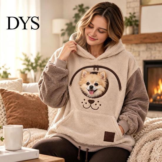 Katzen-Trage-Sweatshirt mit Kapuze und Tasche, Haustierträger für Hund & Katze, Kapuzenpullover, Gemütliche Reisekleidung mit Kängurutasche, Überschnittene Schultern
