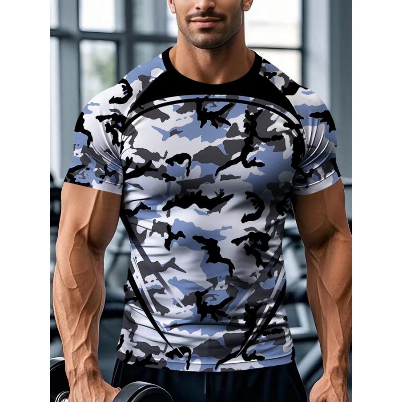 

Мужская фитнес-футболка с коротким рукавом, облегающая, спортивная, дышащая, быстросохнущая 6xl