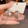 Vintage Geometric Bead Earrings Striped Oval Huggie Earrings Trendy Hoop Earrings  For Women