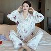 Silky Ice Silk Pajamas Women'S Spring And Autumn Cartoon Jiyika Wow Small Eight Long-Sleeved Casual Loungewear Two-Piece Set