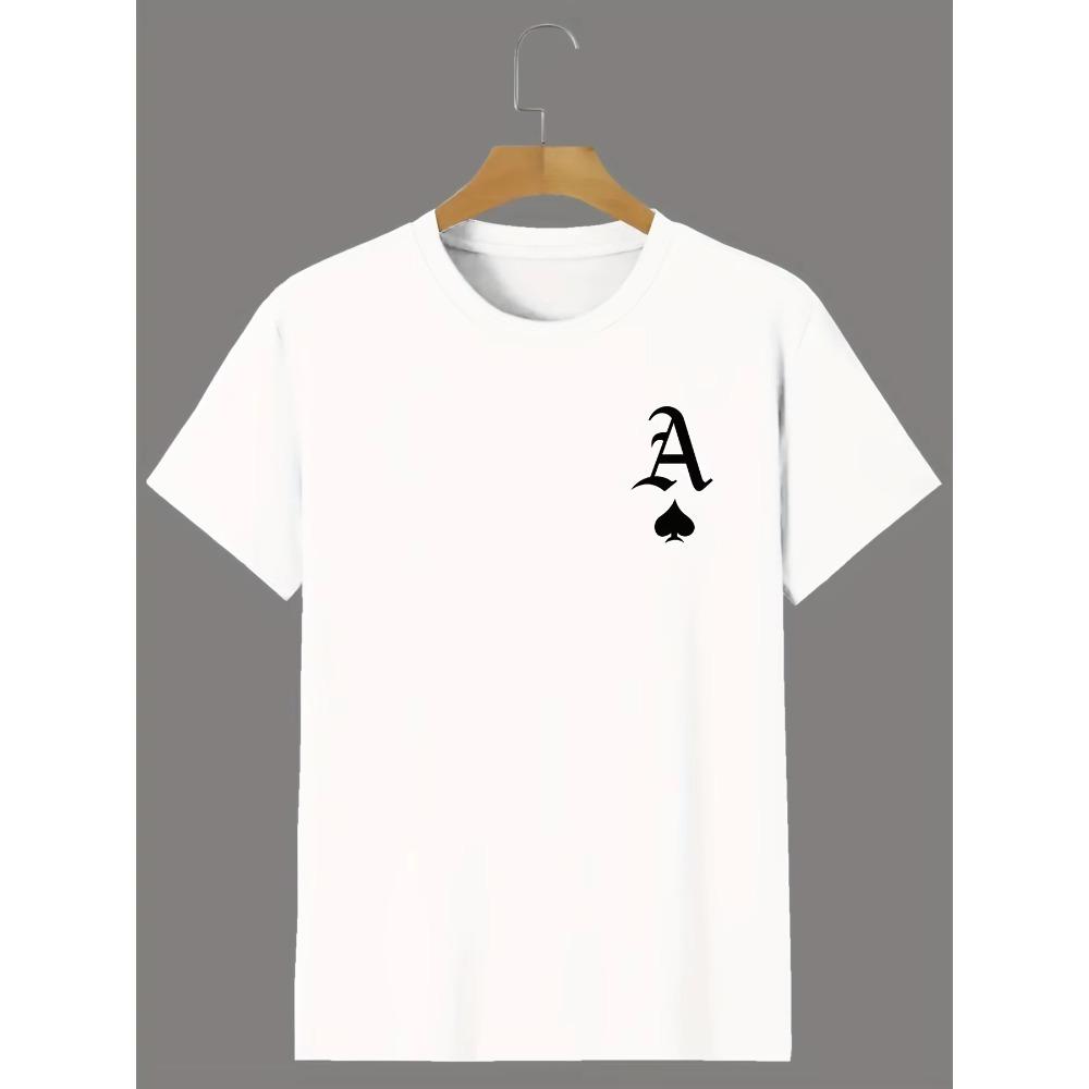 

Мужские повседневные футболки с принтом игральной карты А, с круглым вырезом и короткими рукавами, на лето XXXXXL белый