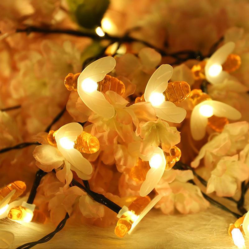 Solar Bee String Lights Outdoor Led Honeybee Fairy Lights Waterproof Solar  Lights for Gar