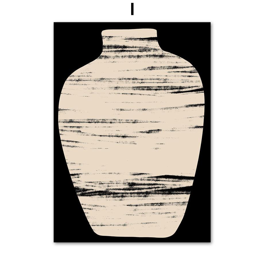 Beige And Black Abstract Line Geometric Face Wall Art Canvas Painting Nordic Posters And Print Decor Pictures For Living Room