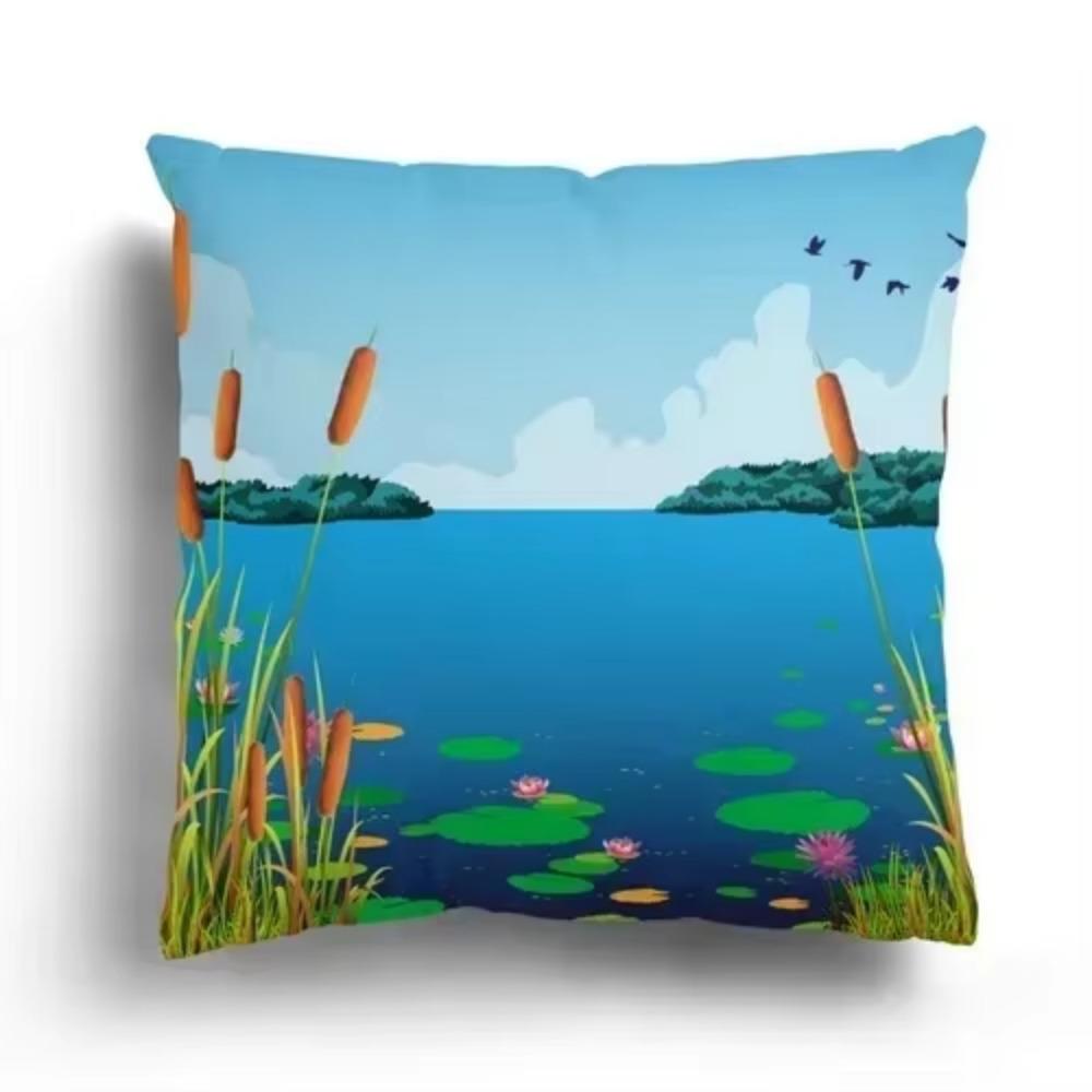 Cushion Cover Pillow  Autumn Scenery Home Decor Sofa Decorative