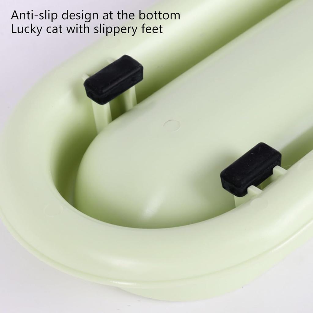 3-Piece Cats Feeding Dish - Long Multiple Cats Dining Bowl with Skidproof Bottom - Food & Water Bowl - Easy to Wash