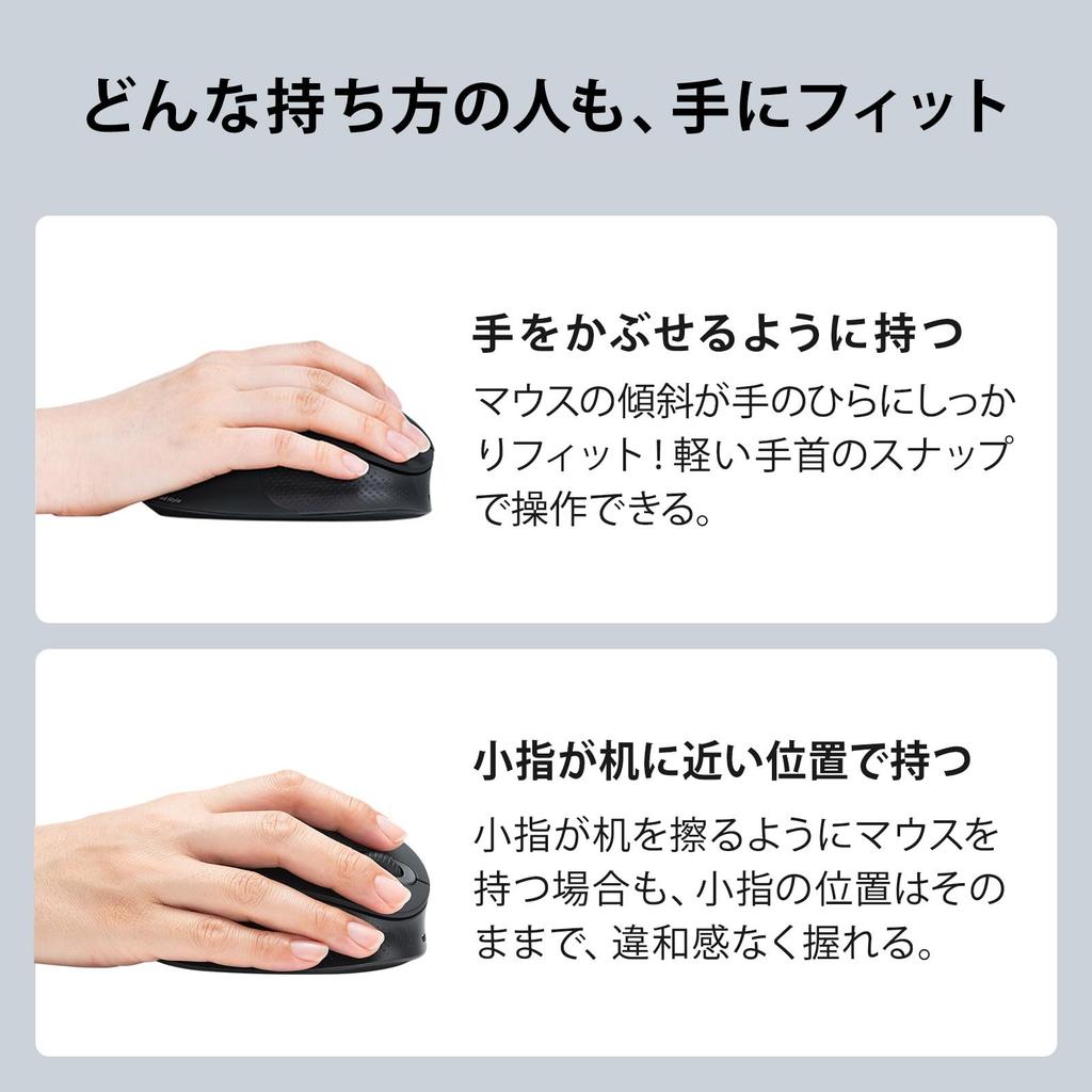 Sanwa Supply Silent Wireless Ergonomic Mouse Black MA-ERGW22