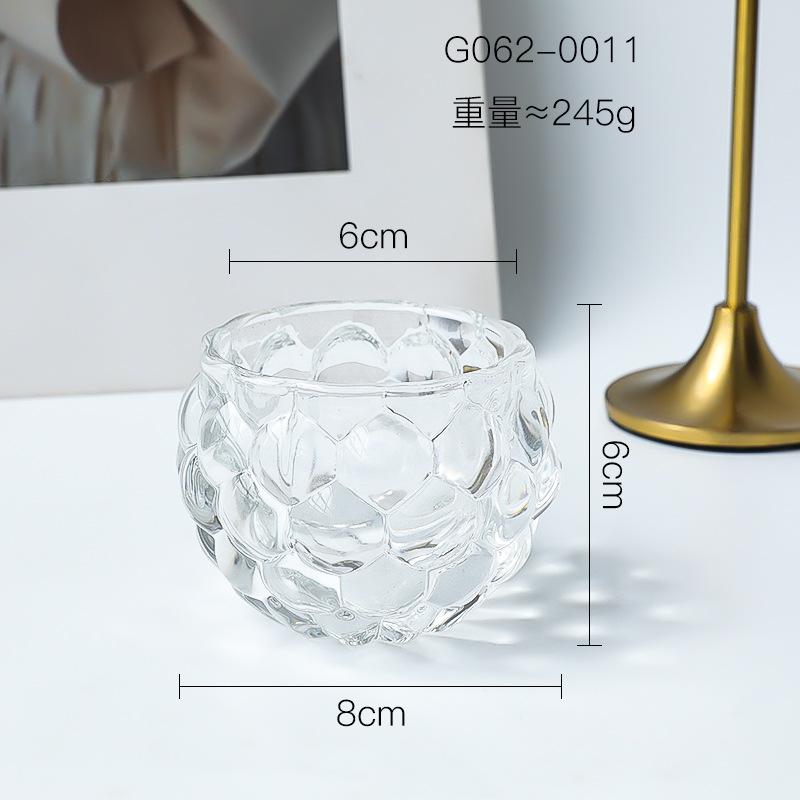 Sferyczny Szklany Kryształowy Świecznik Przezroczysta Tekstura Niełatwo Razi Ręce Bar Kolacja przy Świecach Dekoracje Domowe Ozdoby