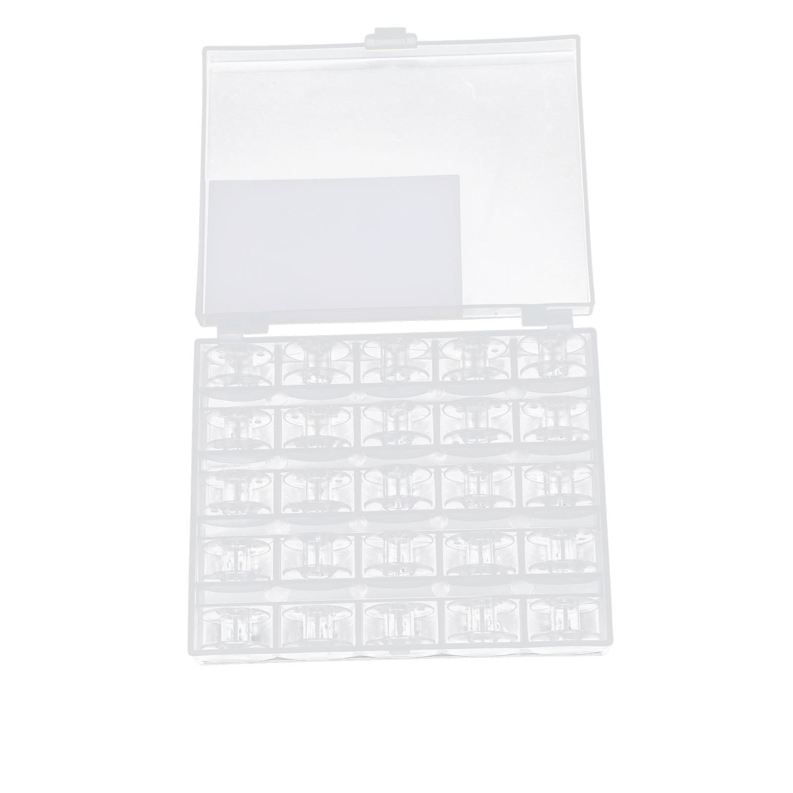 25pcs Sewing Machine Bobbins Plastic Transparent Simple Embroidery Bobbins with Storage Box for Home
