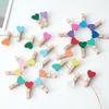 1.4 Inch Colored Wooden Heart Clothesp - 50Pcs Mini Cute Heart Clips, Small Clothes P for Photos, Classroom, Valentine's Day, Small Clips for