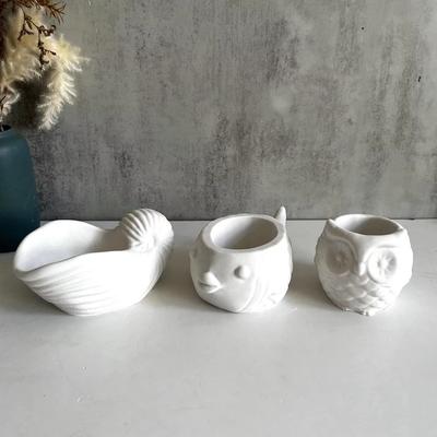 Tierform Kerzenbecher Glas Silikonform Eule Dickkopf Fisch Muschel DIY Gips Aroma Becher Sukkulenten Pflanzgefäß Zement Silikonform