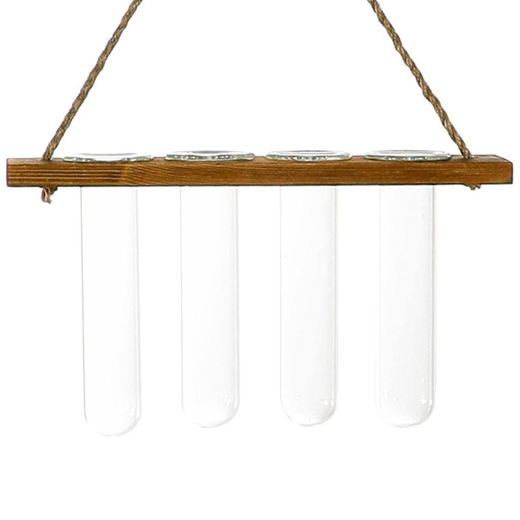 Glass Hanging Planter Terrarium Hydroponics Wood Plants Test Hook Tube