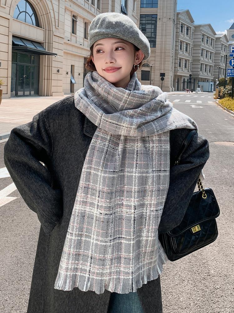 Women Winter Vintage Knitted Scarf Headscarf Ladies Men Casual Preppy Plaid Warm Scarve Mujer Male Foulard Wrap Shawl New Unisex