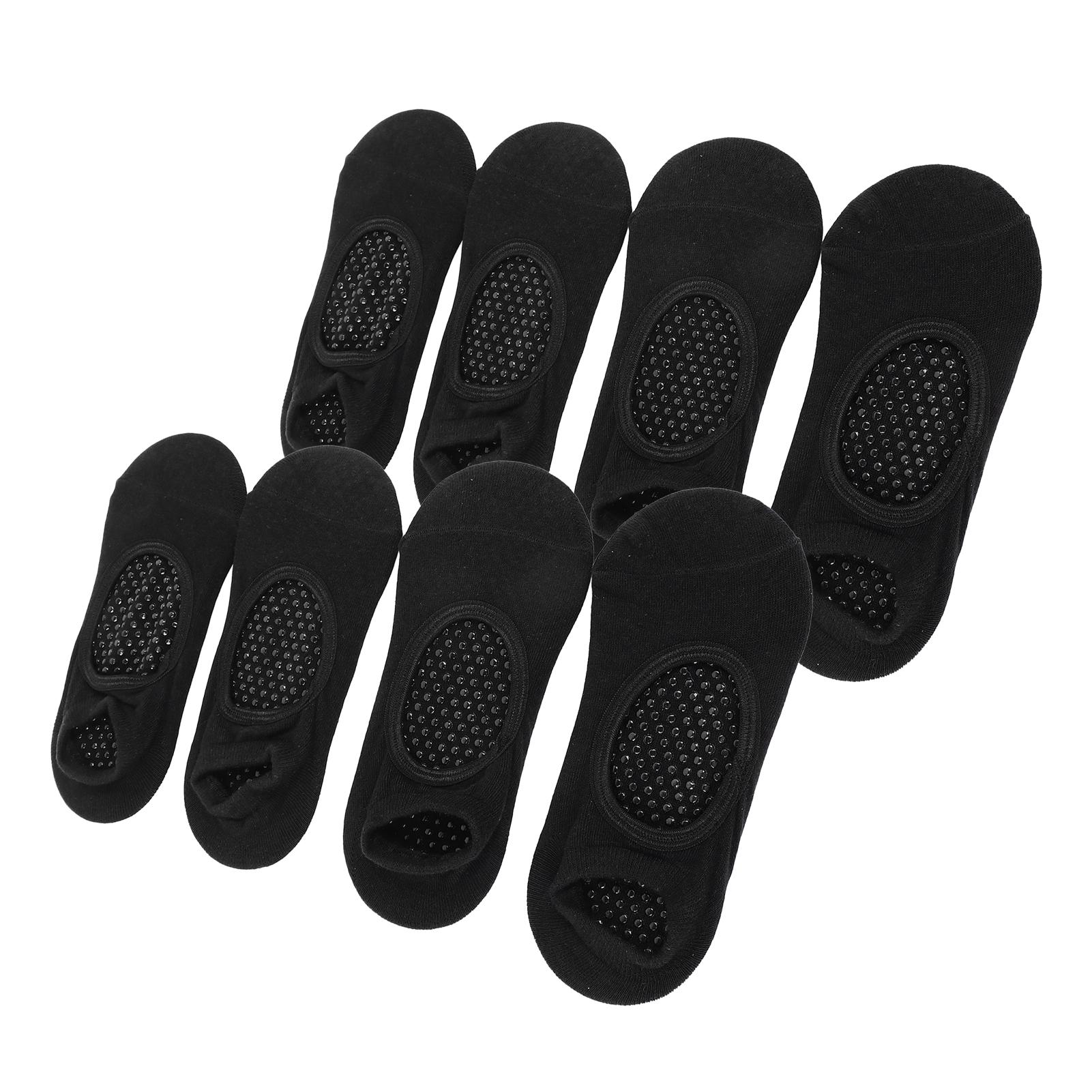 

4 Pair Anti Slip Socks for Women Ideal for Pilates Pure Barre Ballet Dance Barefoot Workout Instep Open Design One Size Black