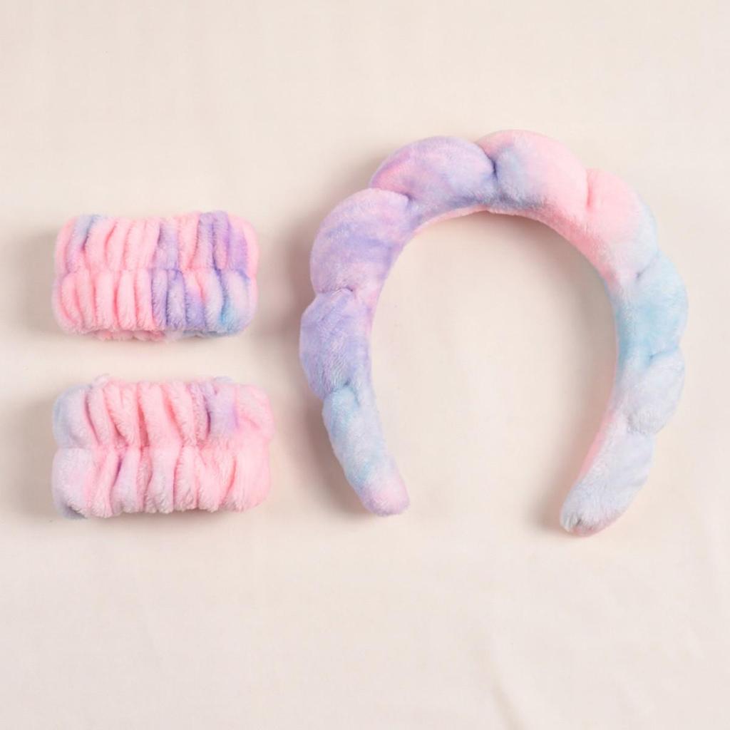 Farbverlauf Wolke Haarschmuck Set - Geflochtene Schwamm Stirnbänder und Schweißbänder.