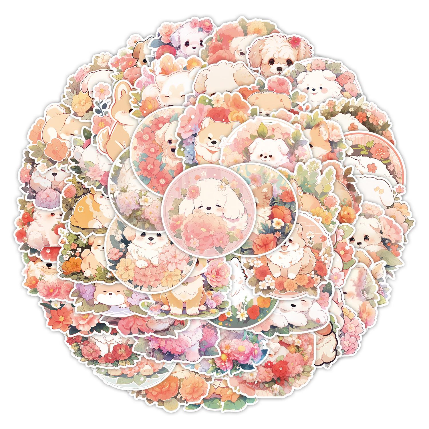 

50 Cute Puppy Doodle Stickers Car Mobile Phone Water Cup Decoration Stickers Waterproof Creative Children Cartoon Stickers