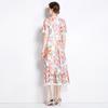 Elegant Floral Print Lace Summer Dress for Women High Quality Hollow Out Short Sleeve Slim Party Dress Robes Femme