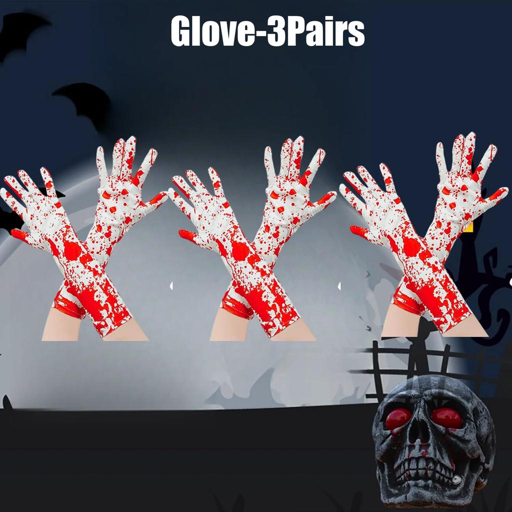 10Pairs Halloween Gloves Horror Ambiance Decoration Bloodstained Gloves Bloody Socks Halloween Party Horror Bloodprint Props
