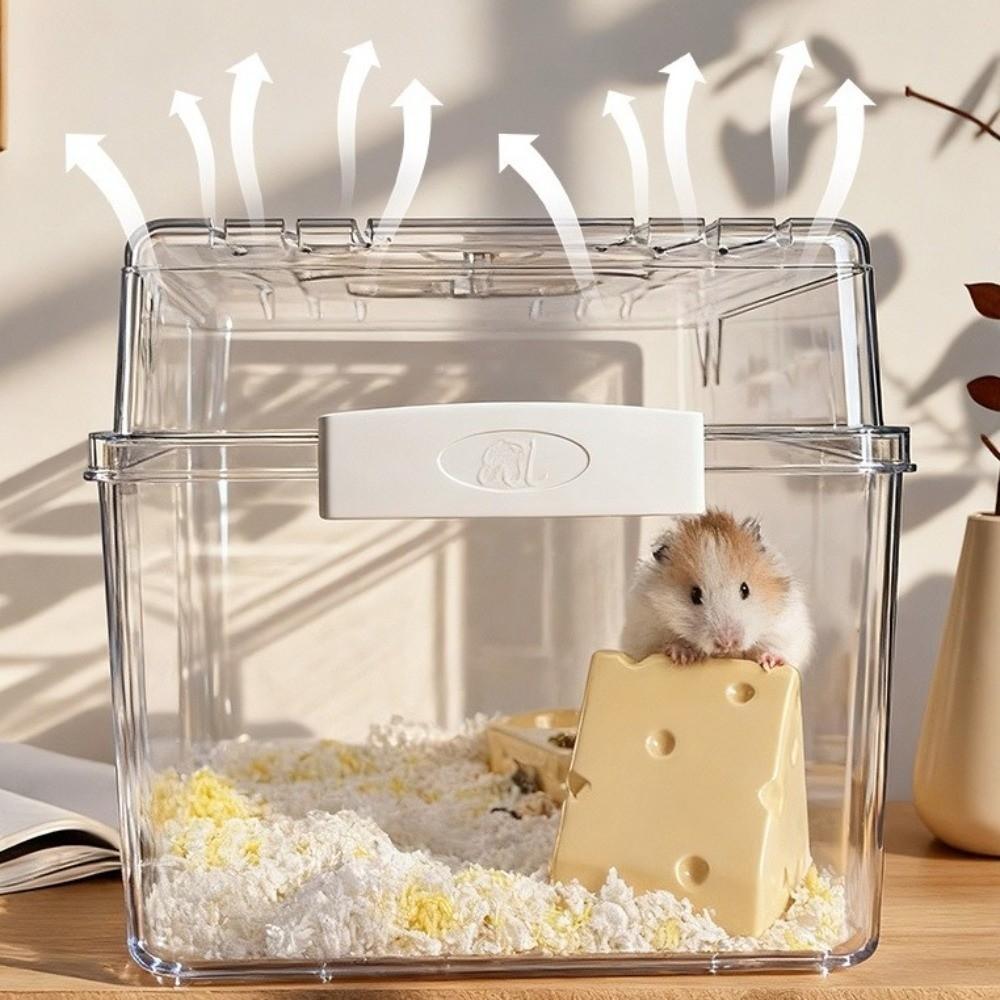 Large Space Transparent Hamster Cage Buckle Design Handheld Hamster Habitat Durable Ventilation Hamster Outdoor Cage Playing