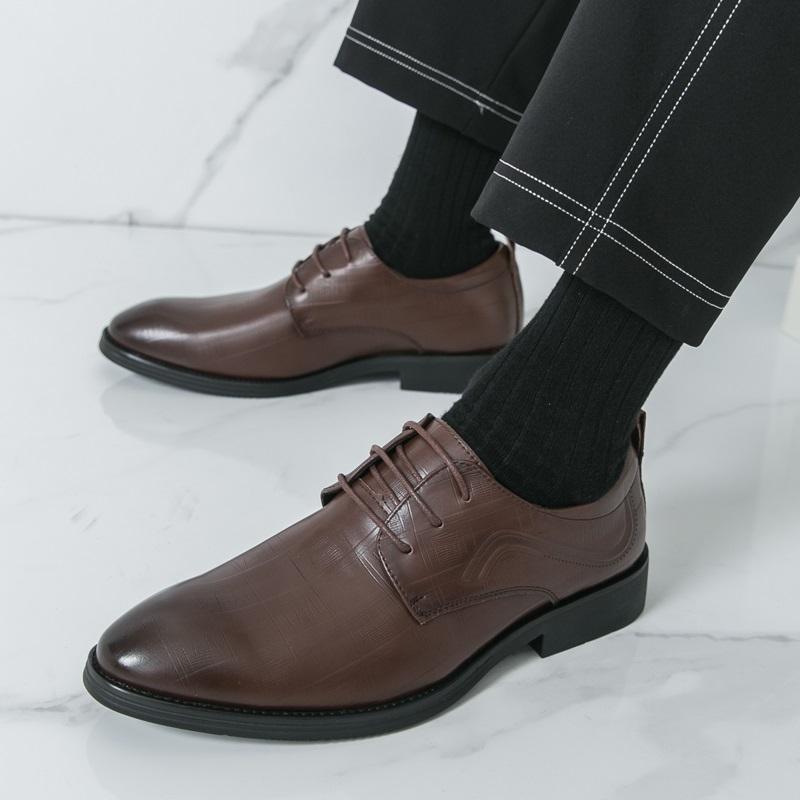 Fashion Fashion New Designer Pointed Lace Up Derby Shoes For Men Black Brown Wedding Dress Homecoming Formal Wedding Footwear