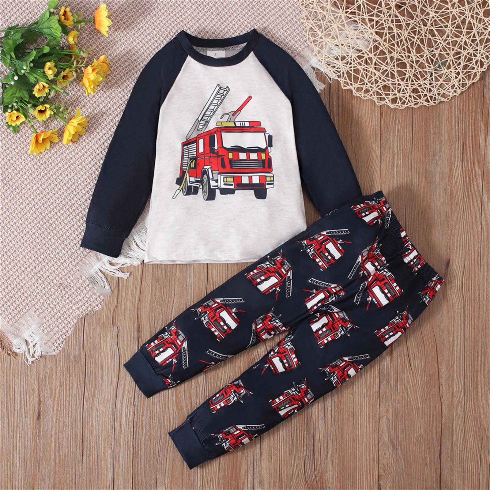 

Children s Suit Boys Print Long Sleeve T-shirt + Trousers 2 Pieces Casual Home Suit 6 чёрный