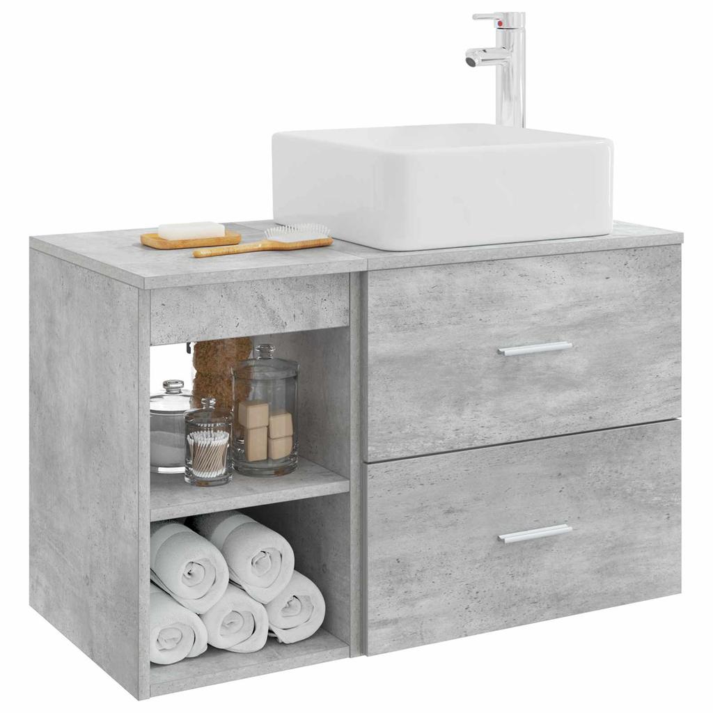 Bathroom Furniture Set 2 Pcs Concrete Grey Wood Based Material