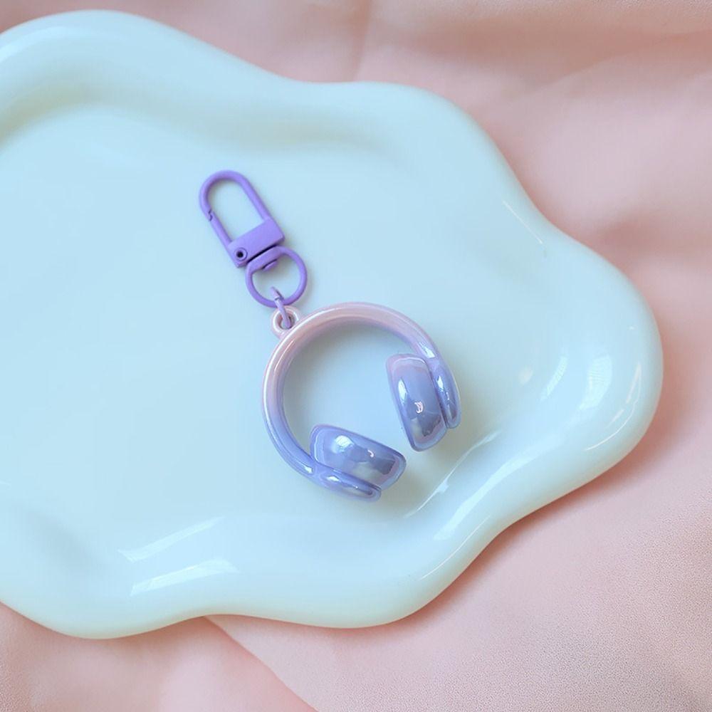 5Pcs Funny Headset Shape Keychain Colorful Car Key Ring Mini Earphone Shape Pendant  Bag Decoration