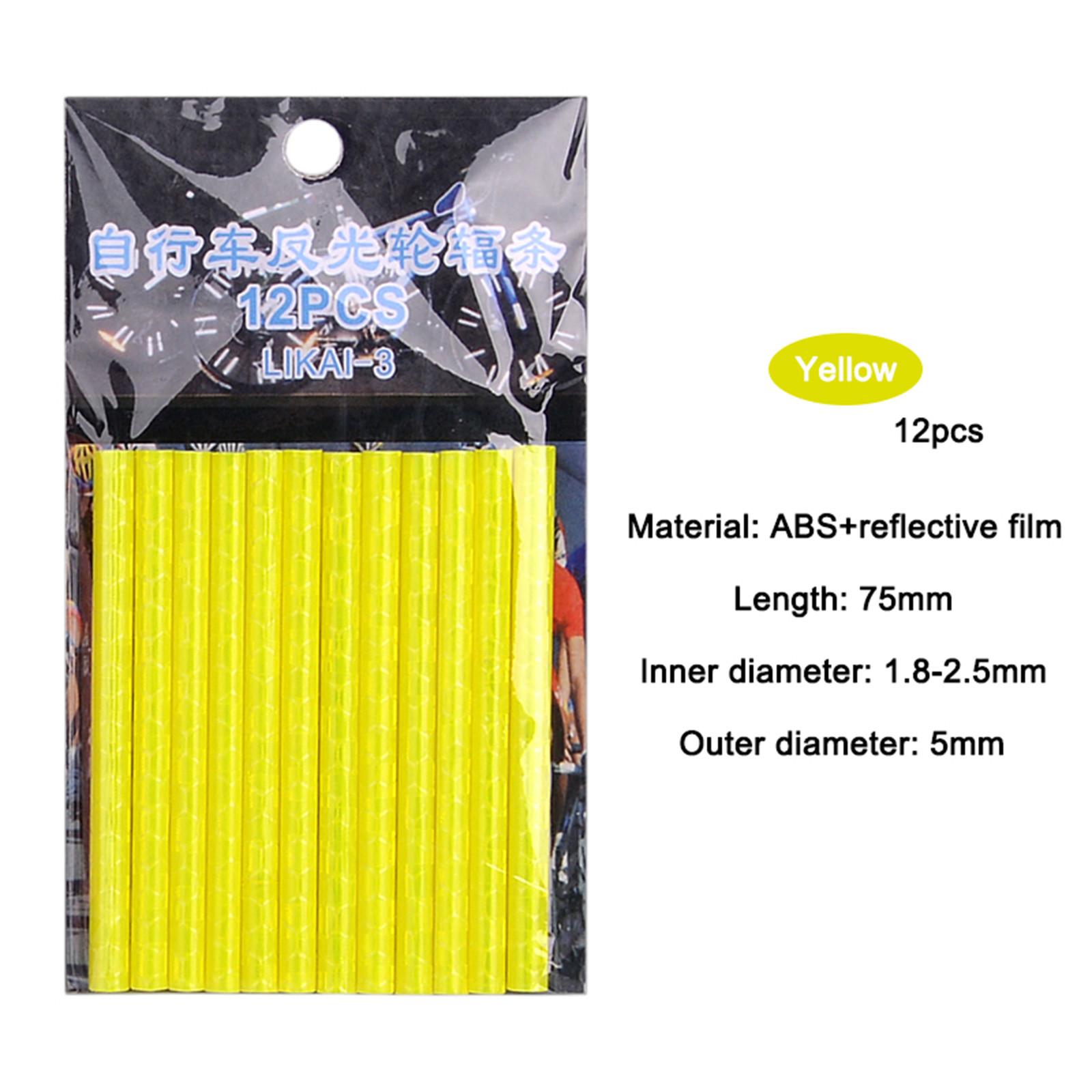 

12 шт., велосипедное колесо, спицы, отражатель, светоотражающее крепление, зажим для трубки, велосипедные предупреждающие полоски One Size жёлтый