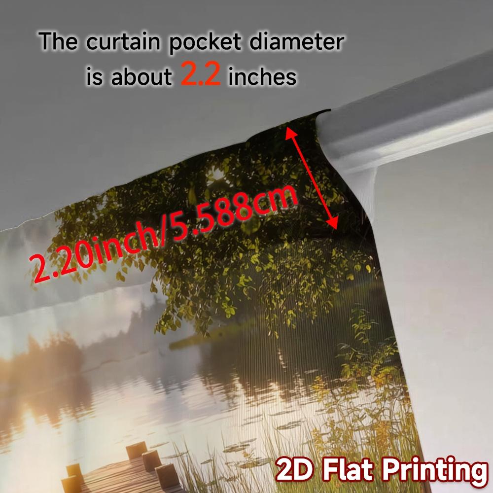 2pcs, 2D FLAT PRINTING Curtains (Without Rod) Sunlit Pier Modern Curtain Modern Polyester Curtains Decorations For Home Perfect