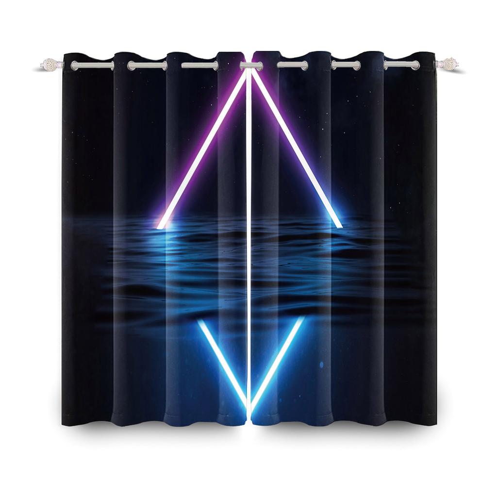 2pcs/set 3D Spacecraft Cabin Window Curtain Science Fiction Futurism Bedroom Living Room Decor Blackout Polyester Fabric Curtain