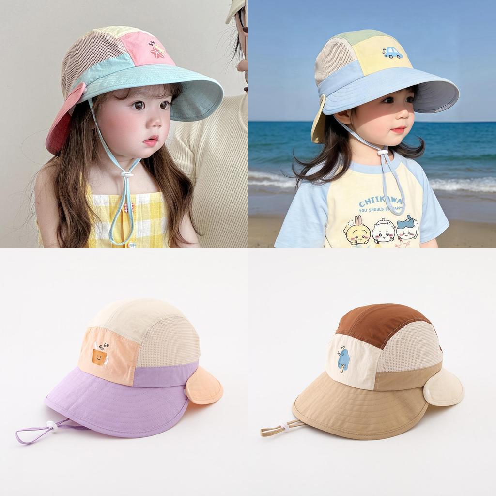 Kids Sun Hat With Large Brim And Breathable Mesh For Summer Protection