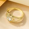 Rrjzz 6x6mm Heart Shape CZ Simulated Diamond Halo Wedding Ring Plated Gold Silver Color Women Engagement Rings Luxury Jewelry