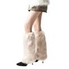 Fuzzy Faux Furs Leg Warmers Furs Heels Long Boots Cuffs Cover Has Elastic One Pair Carnivals Boot Cover Y2K JK Uniform