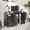 Modern Desk In Wood with 3 Drawers and 3 Shelves for Bedroom and Office, 120x49x72cm, Black