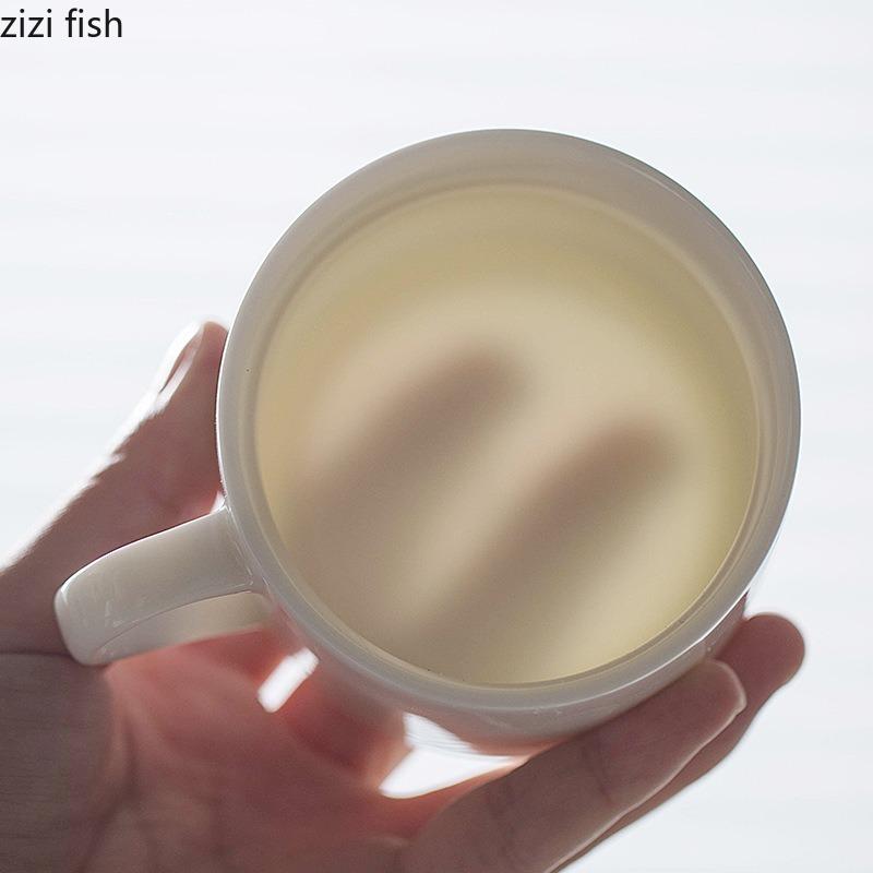 Mutton Fat Jade Porcelain Coffee Cup and Saucer Set Couple Water Cup Afternoon Tea Cup Milk Tea Cups Milk Mugs Coffee Mugs