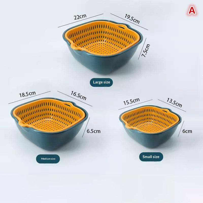 2In1 Kitchen Drain Basket Storage Basket Multifunctional Wash & Drainer Basket Storage Containers Double Layer Drain Basket A