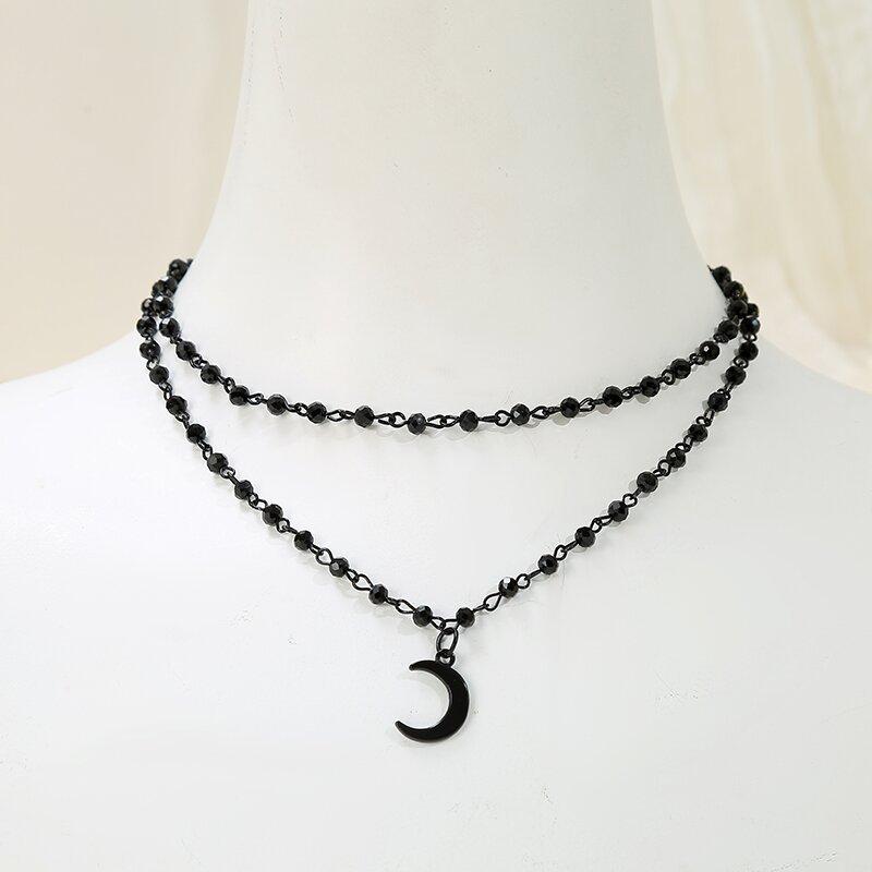 European and American Jewelry Simple Design Star Tassel Necklace Sweet Hip Hop Single Layer Crescent Necklace