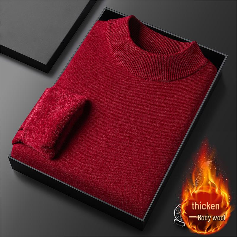 Men's 2025 Autumn/Winter Knitwear: Velvet-Lined, High Collar Sweater