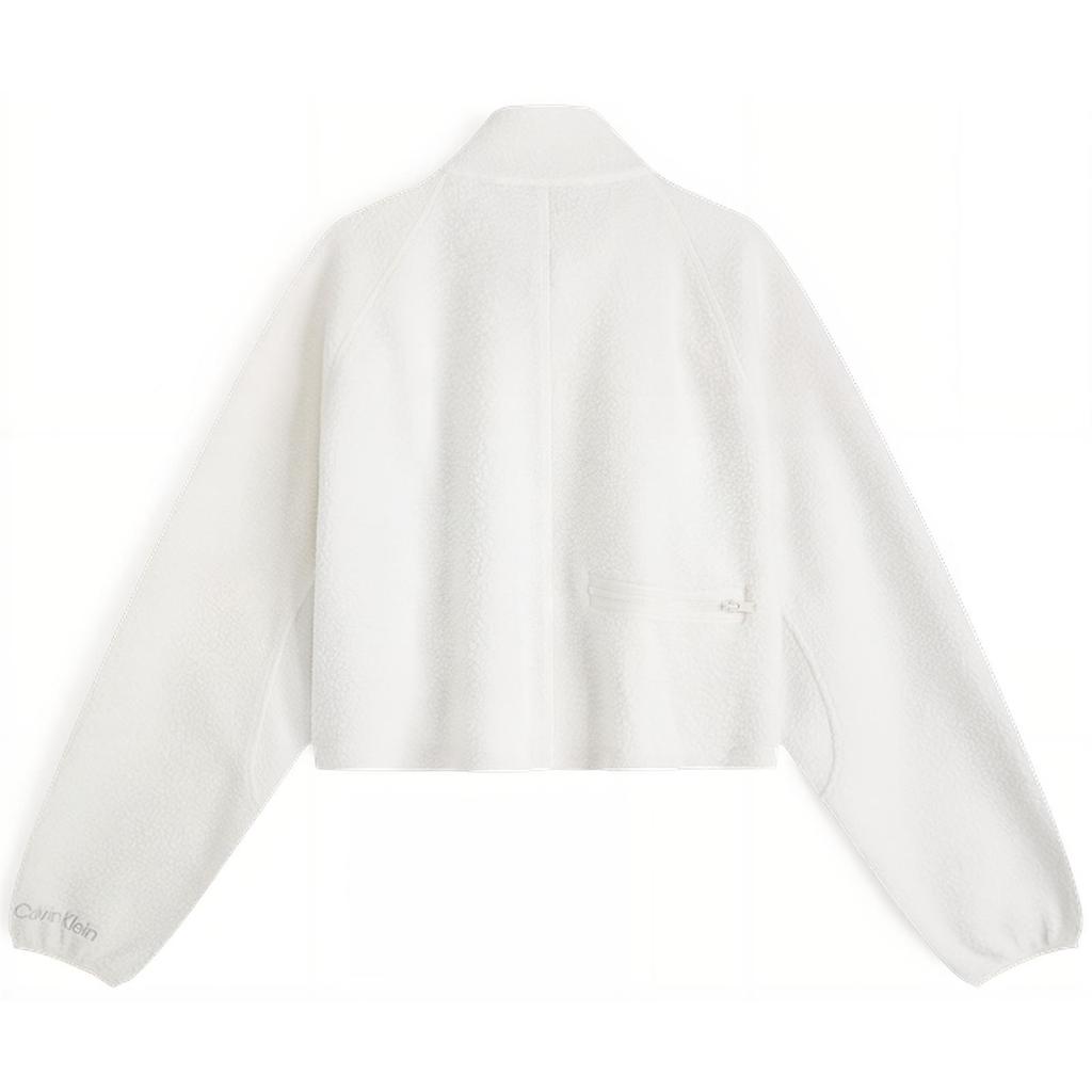 Calvin Klein Solid Color Minimalist Stand Collar Fleece Sweatshirt Women Sweatshirt Moonlight-White 4WF3W327100