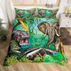 Zoo Theme Duvet Cover Set Animals Pattern Polyester Comforter Cover King Queen Size Cartoon Cute Animals For Kids Bedding Set