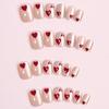 24Pcs Heart Pattern Short Square False Nail Fashion Cats Eye Press On Nail For Daily Wear And Parties