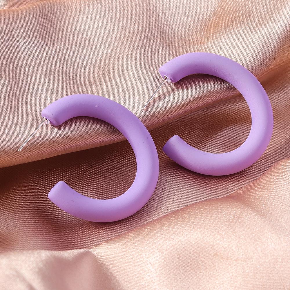 Fashion Candy Color 3.5cm Round Hoop Earrings for Women Simple Geometric Earrings Girls Party Holiday Jewelry Gifts