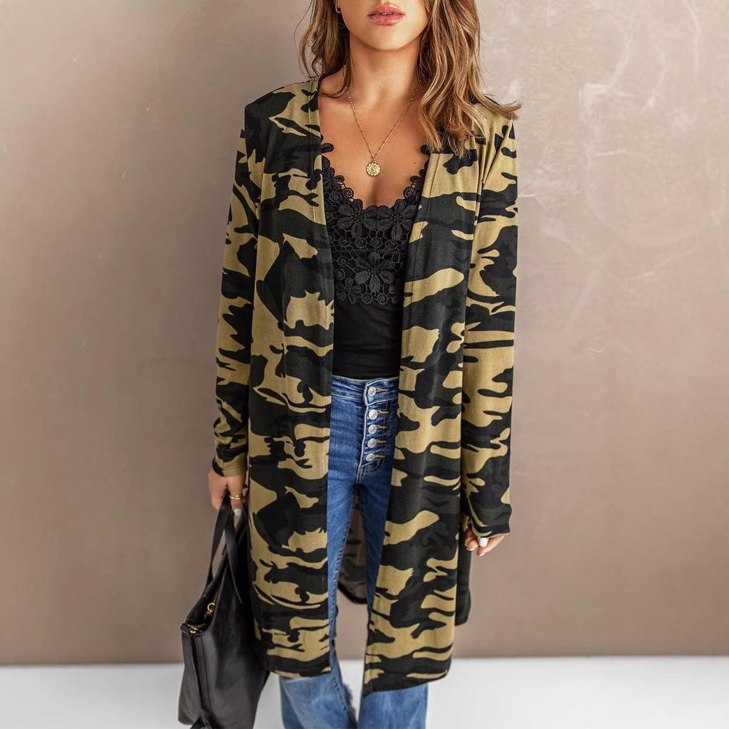 European and American Style Green Long Knitted Cardigan - Autumn/Winter Loose Jacket