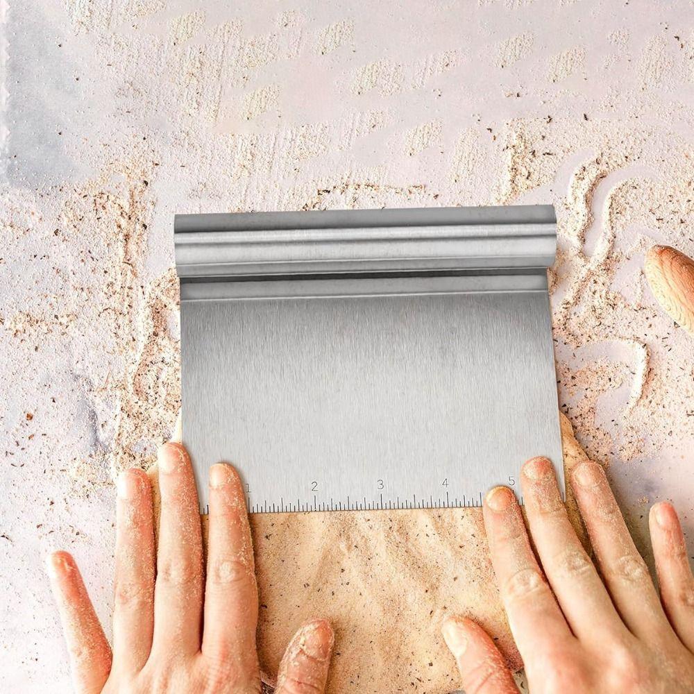 Stainless Steel Bench Scraper Curled Edge Pastry Spatula Easy To Clean Pancake Scraper  Cake