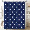 Starry Blue Shower Curtain White Stars Pattern Waterproof Fabric Decorative Bath Liner For Bathroom Size Customizable