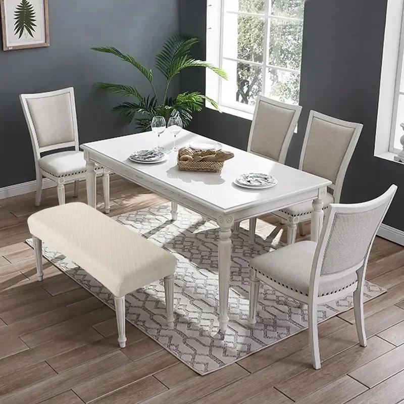 Jacquard Piano Chair Cover Stretch Jacquard Dining Bench Covers Rectangular Solid Color Thickened Stool Seat Cover 1PC