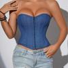 European and American Style Denim Fishbone Bra Strapless Tube Top Vest Women's Waist Corset Supply Source