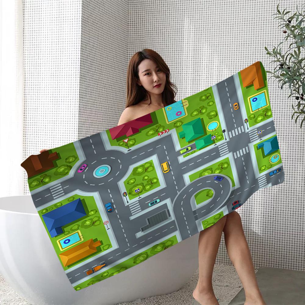 Mappa stradale Percorso Asciugamano Microfibra Asciugamano da Spiaggia Assorbente Asciugatura Rapida Morbido Yoga Nuoto Resort Arrampicata su Montagna Asciugamano