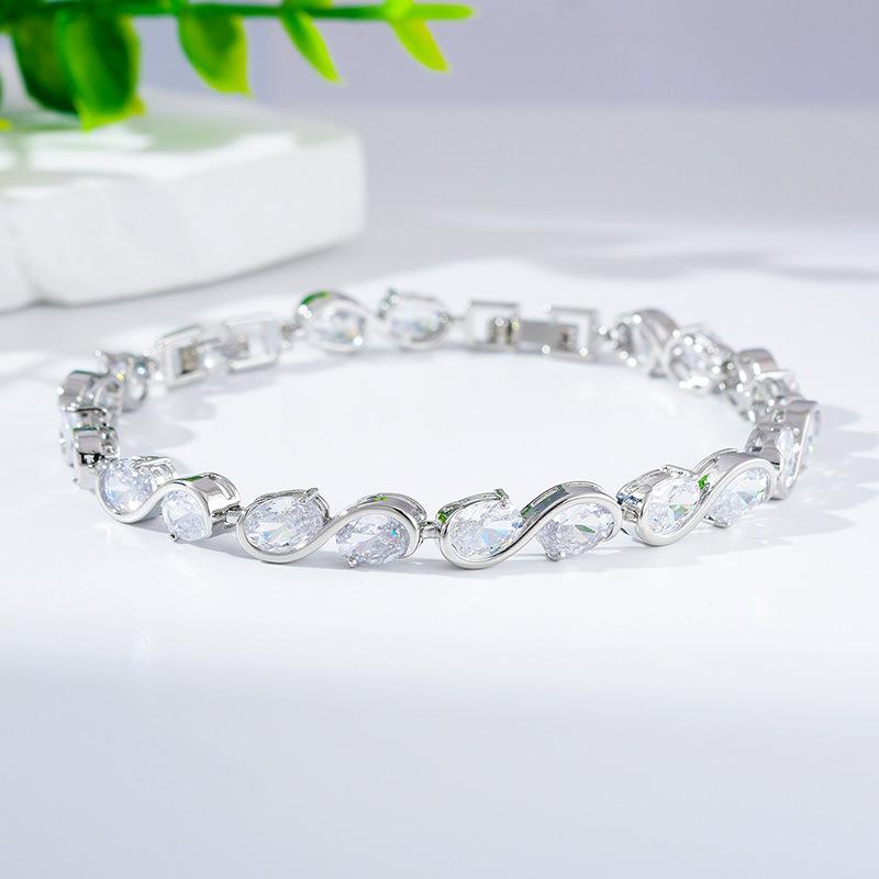 Women'S Creative Bracelet Hipster Accessories Round Simple Copper Zircon Bracelet