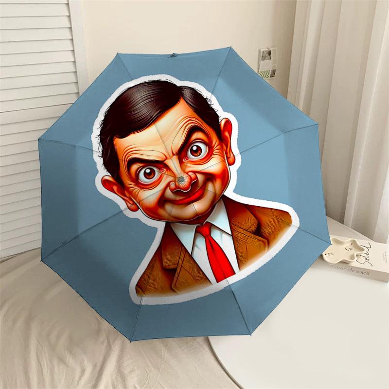 

1PC Mr. Bean Automatic Open/Close Umbrella with Windproof, 8-Rib Sturdy Canopy, Durable Ribs, Fashionable Design1319A
